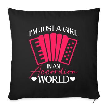 Je ne suis qu’une fille dans un monde d’accordéon - Akkordeon - Housse de coussin décorative 45 x 45 cm - noir - Devant