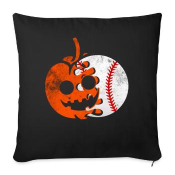 Baseball Halloween Pumpkin - Housse de coussin décorative 45 x 45 cm - noir - Devant