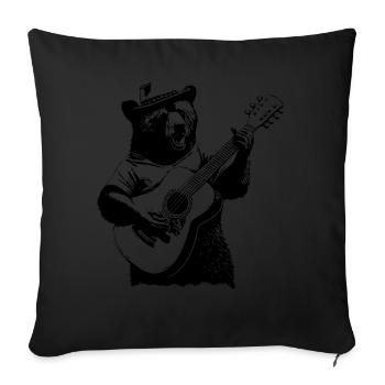 Lustiger Bär spielt Gitarre und singt - Sofakissenbezug 45 x 45 cm - Schwarz - Vorne