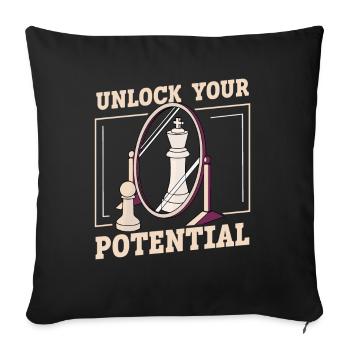 Unlock Your Potential lustiges Schach - Sofakissenbezug 45 x 45 cm - Schwarz - Vorne