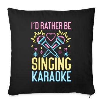 Karaoké Chanteur Années 80 Rétro I’d - Housse de coussin décorative 45 x 45 cm - noir - Devant
