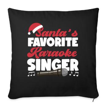 Chanteur de karaoké Noël Père Noël - Housse de coussin décorative 45 x 45 cm - noir - Devant