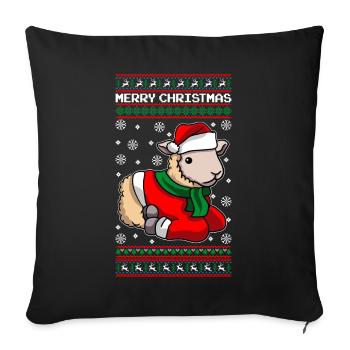 Sheep with Ugly Christmas Sweater - Sofa pillowcase 17,3'' x 17,3'' (45 x 45 cm) - black - Front