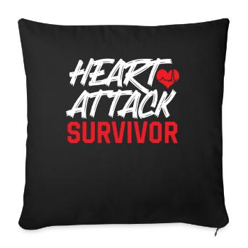 Survivor of a heart attack Heart attack - Sofa pillowcase 17,3'' x 17,3'' (45 x 45 cm) - black - Front