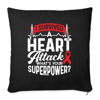 I survived a heart attack Heart attack - Sofa pillowcase 17,3'' x 17,3'' (45 x 45 cm) - black - Front