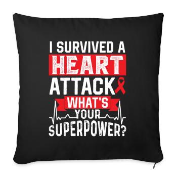 I survived a heart attack Heart attack - Sofa pillowcase 17,3'' x 17,3'' (45 x 45 cm) - black - Front