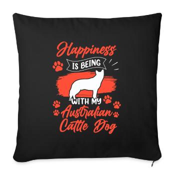 Le bouvier australien fait un chien de troupeau heureux - Housse de coussin décorative 45 x 45 cm - noir - Devant