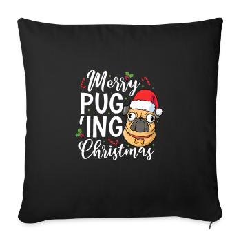 Carlin Noël chien chien ami carlin cadeau - Housse de coussin décorative 45 x 45 cm - noir - Devant