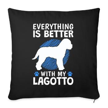 Everything better with Lagotto Romagnolo Truffle Dog - Sofa pillowcase 17,3'' x 17,3'' (45 x 45 cm) - black - Front