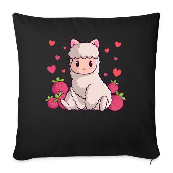 Cute Strawberry Lama No Prob-lama Alpaca Llamas - Sofa pillowcase 17,3'' x 17,3'' (45 x 45 cm) - black - Front