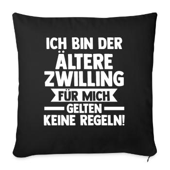Zwillingsgeschwister Ältere Zwilling Zwillinge - Sofakissenbezug 45 x 45 cm - Schwarz - Vorne