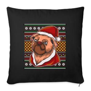 Ugly Christmas Sweater Tshirt Weihnachten mops - Sofakissenbezug 45 x 45 cm - Schwarz - Vorne
