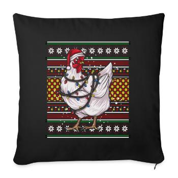Ugly Christmas Sweater Tshirt Christmas Chicken - Sofa pillowcase 17,3'' x 17,3'' (45 x 45 cm) - black - Front