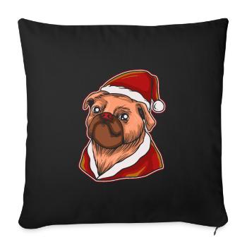 Pull de Noël moche Tshirt Carlin de Noël - Housse de coussin décorative 45 x 45 cm - noir - Devant