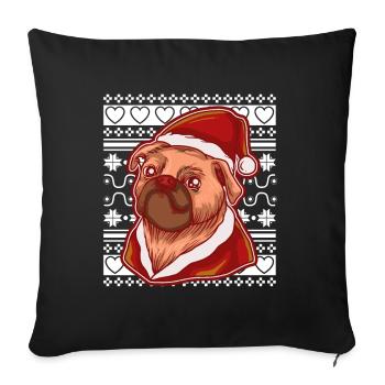 Ugly Christmas Sweater Tshirt Christmas Pug - Sofa pillowcase 17,3'' x 17,3'' (45 x 45 cm) - black - Front