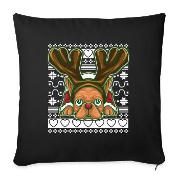 Ugly Christmas Sweater Tshirt Weihnachten mops - Sofakissenbezug 45 x 45 cm - Schwarz - Vorne