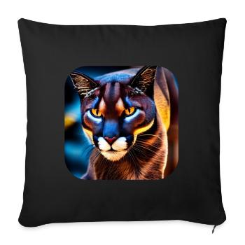 Chat sauvage - Housse de coussin décorative 45 x 45 cm - noir - Devant