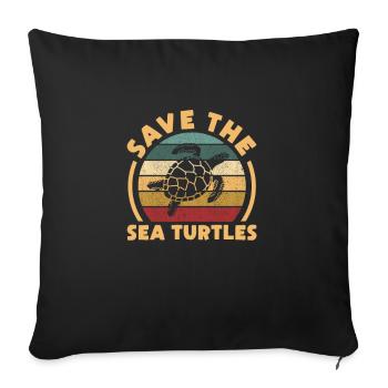 Turtle Turtle Sea Sea Creatures Gift - Sofa pillowcase 17,3'' x 17,3'' (45 x 45 cm) - black - Front