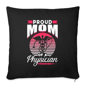 Fière maman d’un médecin médecin médecin médecin - Housse de coussin décorative 45 x 45 cm - noir - Devant