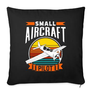 Pilot of a light aircraft Jet small aircraft - Sofa pillowcase 17,3'' x 17,3'' (45 x 45 cm) - black - Front