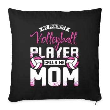 Mon joueur de volleyball préféré m’appelle maman - Housse de coussin décorative 45 x 45 cm - noir - Devant