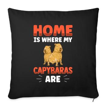 La maison est l’endroit où mon Capybara est Capybaras - Housse de coussin décorative 45 x 45 cm - noir - Devant