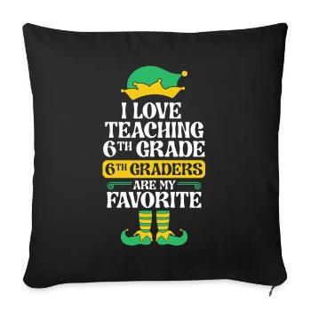 6th Grade Teacher Elf Christmas School Party I - Sofa pillowcase 17,3'' x 17,3'' (45 x 45 cm) - black - Front
