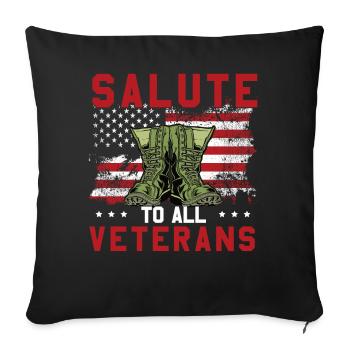 Salute To All Veterans Army Boots Patriotic US Fla - Sofa pillowcase 17,3'' x 17,3'' (45 x 45 cm) - black - Front