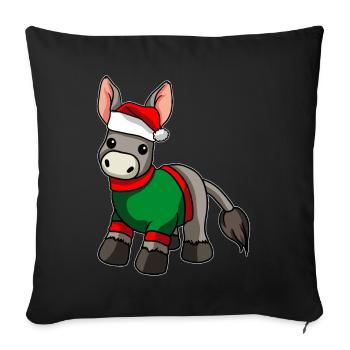 Âne avec chapeau de Noël Costume de Noël - Housse de coussin décorative 45 x 45 cm - noir - Devant