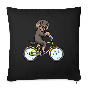 Rauhaardackel Hund Fahrrad Radfahren Radfahrer - Sofakissenbezug 45 x 45 cm - Schwarz - Vorne