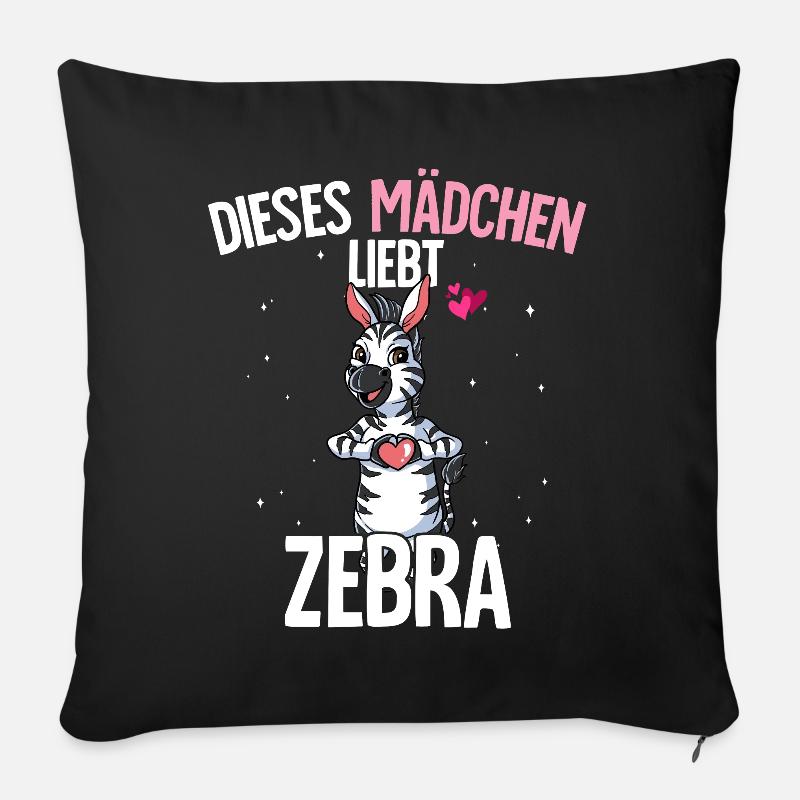 Zebra Mädchen - Sofakissenbezug 45 x 45 cm - Schwarz