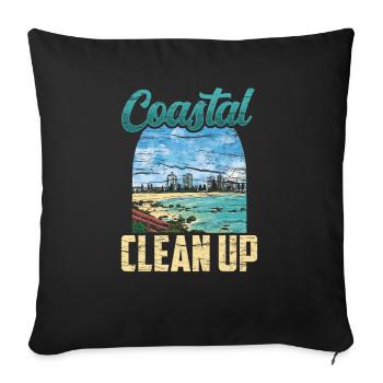 Coastal Cleanup Beach Clean Up Beach - Sofa pillowcase 17,3'' x 17,3'' (45 x 45 cm) - black - Front
