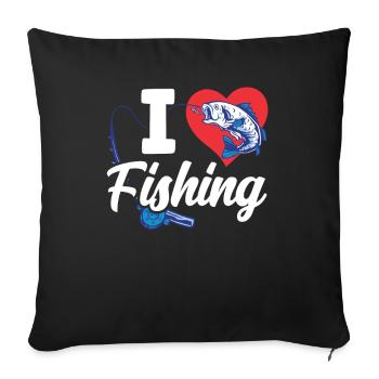 I love fishing fishing anglers - Sofa pillowcase 17,3'' x 17,3'' (45 x 45 cm) - black - Front