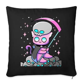 Kawaii Pastel Goth Anime Tarot Card Death Cute Wit - Housse de coussin décorative 45 x 45 cm - noir - Devant