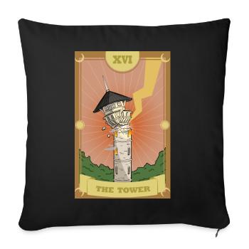 Anime Tarot Card The Tower Occult Gothic Witch - Sofakissenbezug 45 x 45 cm - Schwarz - Vorne