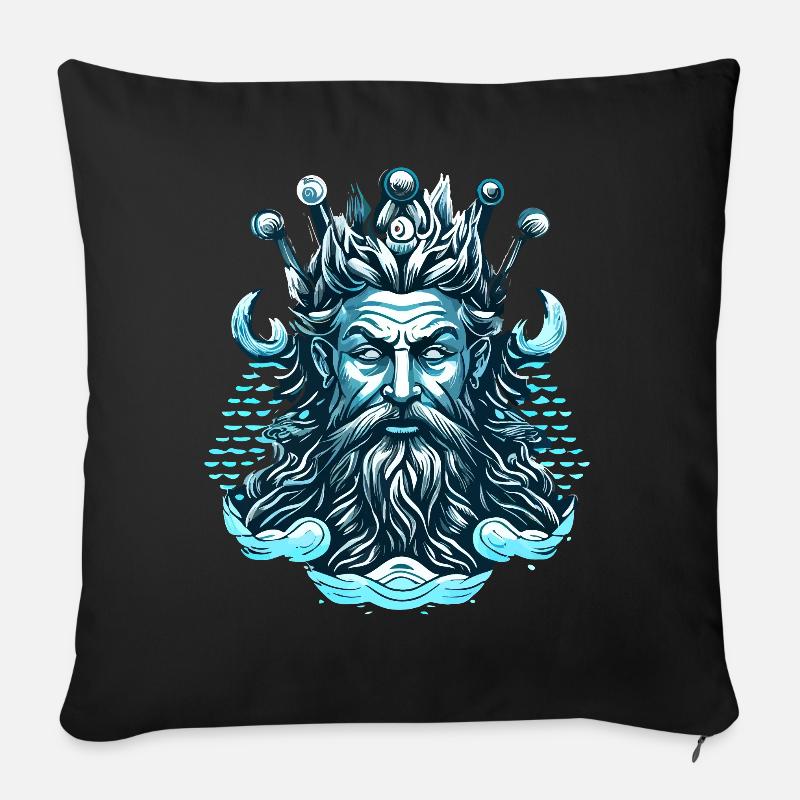 Poséidon Dieu grec Grèce Mythologie - Housse de coussin décorative 45 x 45 cm - noir