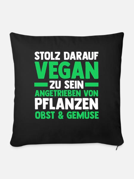 Fleischlos Vegan Pflanzlich Veganer - Sofakissenbezug 45 x 45 cm - Schwarz