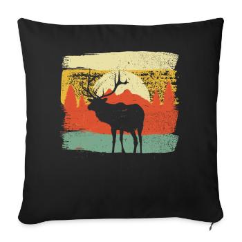 Vintage Deer Retro Huntsman Hunter - Sofa pillowcase 17,3'' x 17,3'' (45 x 45 cm) - black - Front