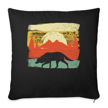 Vintage Wolf Retro Hunter Nature Lovers - Sofa pillowcase 17,3'' x 17,3'' (45 x 45 cm) - black - Front
