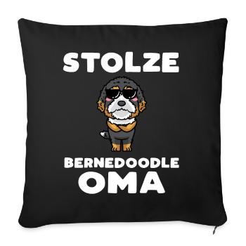Bernedoodle Oma Hund Mit Sonnenbrille - Sofakissenbezug 45 x 45 cm - Schwarz - Vorne