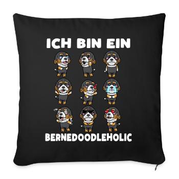 Bernedoodle Hund Bernedoodleholic - Sofakissenbezug 45 x 45 cm - Schwarz - Vorne
