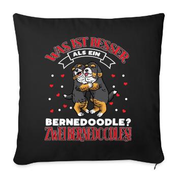 Bernedoodle Zwei Bernedoodles - Sofakissenbezug 45 x 45 cm - Schwarz - Vorne