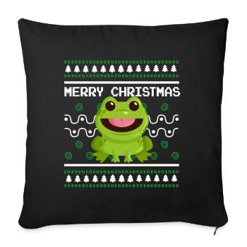 Ugly Christmas Sweater Tshirt Christmas Frog - Sofa pillowcase 17,3'' x 17,3'' (45 x 45 cm) - black - Front