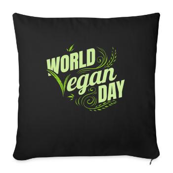 Logo de la Journée mondiale du végétalien vert, Go Vegan - Housse de coussin décorative 45 x 45 cm - noir - Devant