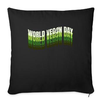 Vintage Logo World Vegan Day - Sofa pillowcase 17,3'' x 17,3'' (45 x 45 cm) - black - Front