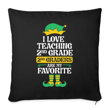 2nd Grade Teacher Elf Christmas School Party I - Sofa pillowcase 17,3'' x 17,3'' (45 x 45 cm) - black - Front