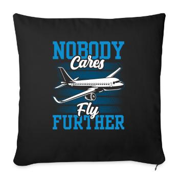 Personne ne s’en soucie Continuer à voler vol pilote - Housse de coussin décorative 45 x 45 cm - noir - Devant