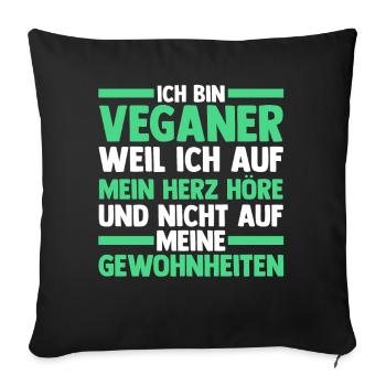 Fleischlos Vegan Pflanzlich Veganer - Sofakissenbezug 45 x 45 cm - Schwarz - Vorne