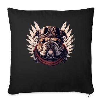 Deutsch Bulldog Biker Casque Moto Esthétique - Housse de coussin décorative 45 x 45 cm - noir - Devant