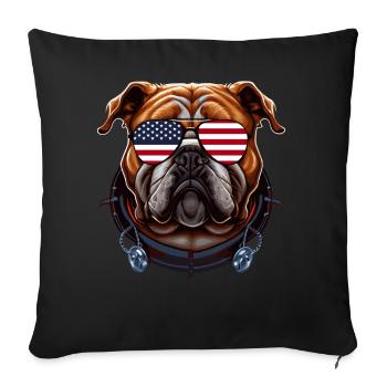 USA Flag Sunglasses Bulldog Patriotic Pet Dog Owne - Sofa pillowcase 17,3'' x 17,3'' (45 x 45 cm) - black - Front